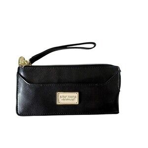 Betsy Johnson New York, N.Y. Faux Leather Wristlet Wallet Black